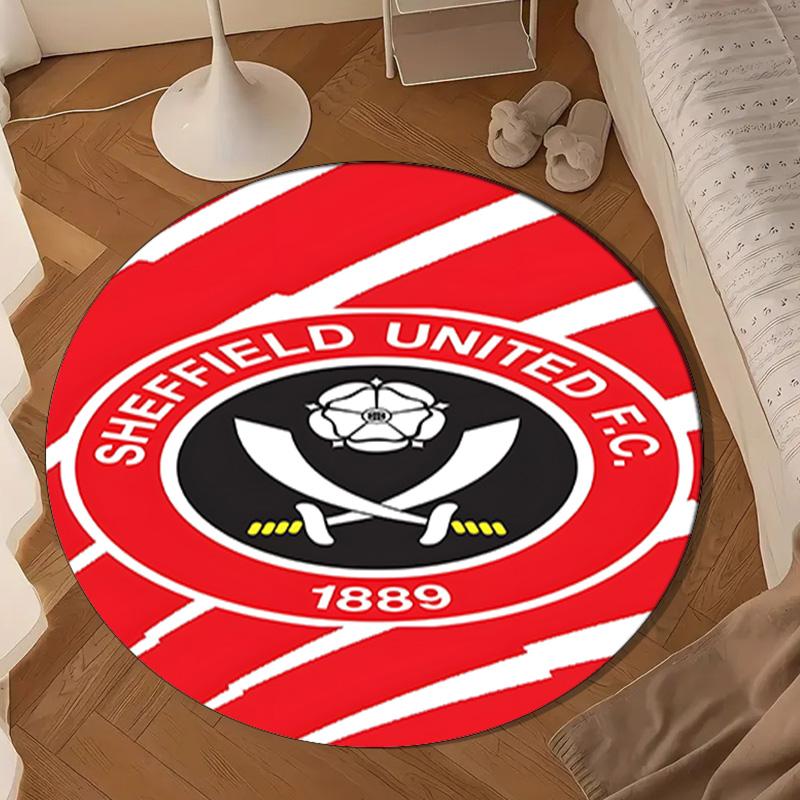 1PC Global Football Club Sheff Round Rug for Livingroom,Bedroom, Palyroom, Chair Rug, Area rug, Circle Carpet, Large Size Fan Christmas gift