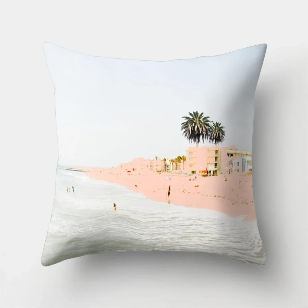 Sea Waves Beach Pillowcase Office Cushion Creative Home Car Sofa  Lumbar Cushion Cover Sea View Decor Pillow case 45x45cm