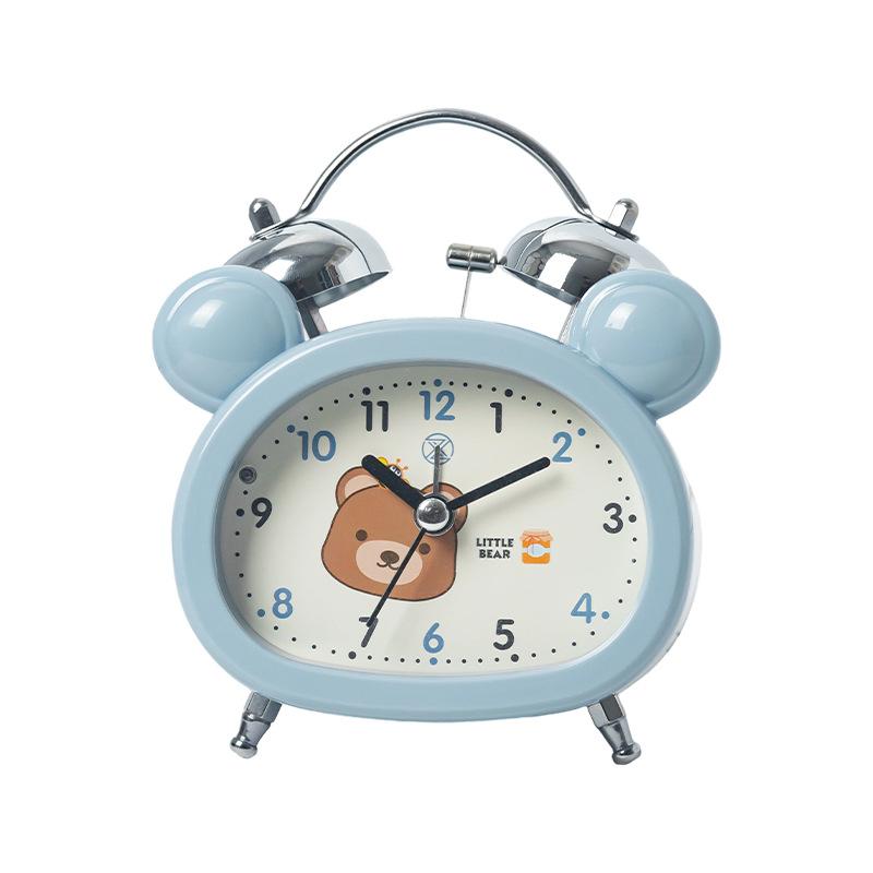 Alarm clock students use wake-up artifact cartoon children bear rabbit bell alarm clock bedroom night light silent clock