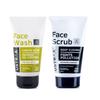 Face Scrub for Men - 100g - with Activated Charcoal, Tahitian Volcanic Sand & Walnut Granules | & Face Wash - Oily Skin - 200g - With Basil