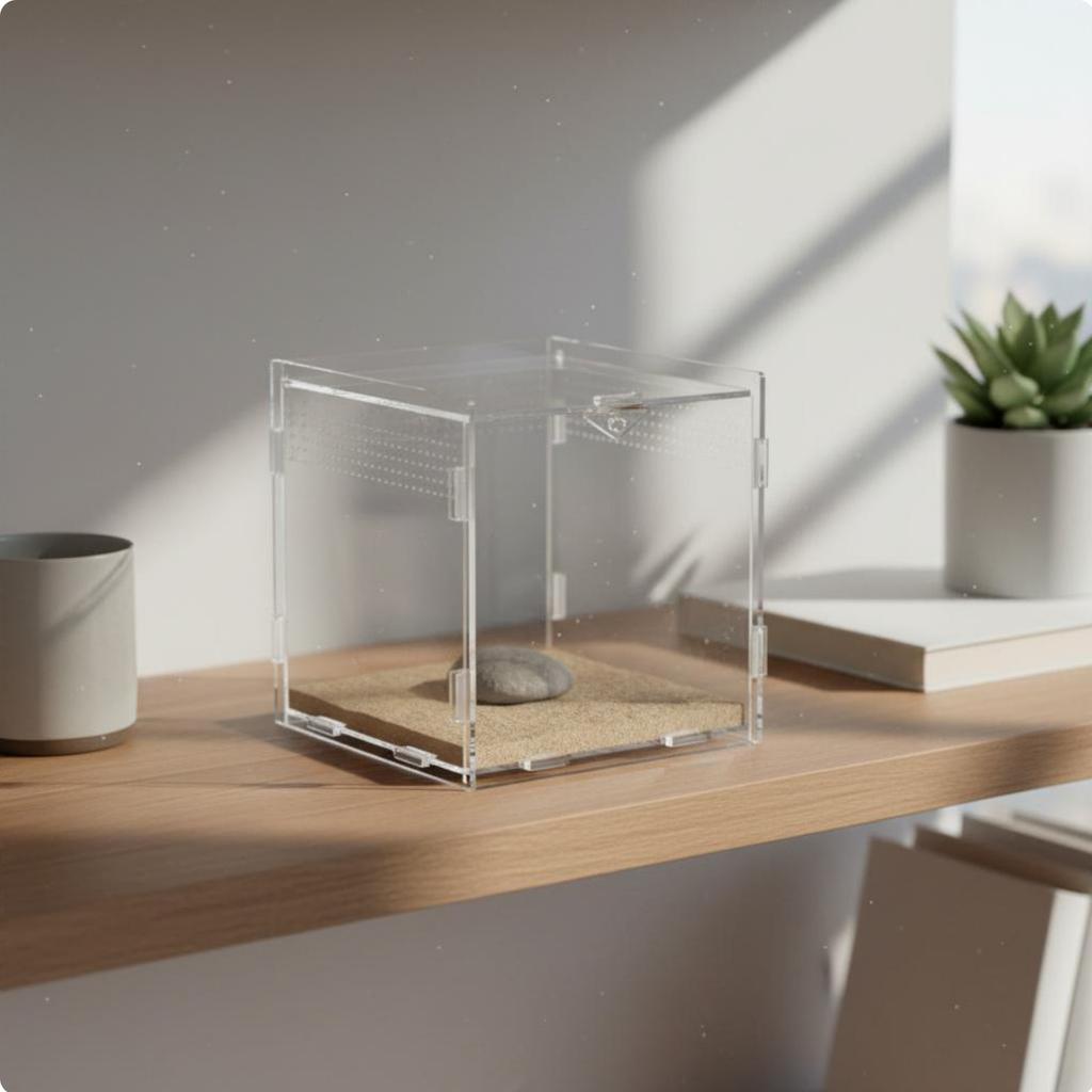 Transparent Amphibian Enclosure High Clearness Clear Amphibian Habitat Clear Acrylic Terrarium 360° Panoramic View