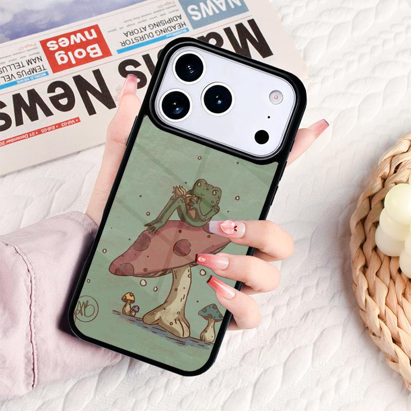 Чехол для телефона в стиле Cottagecore с лягушкой для iPhone 17 16e 15 14 13 12 11 Pro Max Air Mini Мягкая защитная крышка