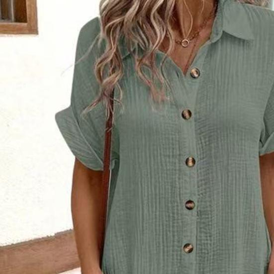 Женское хлопковое льняное платье, повседневное платье на пуговицах с V-образным вырезом и карманами, летний пляжный сарафан с коротким рукавом