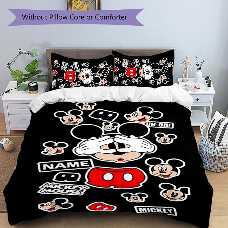 3pcs Mickey2 Cover Set - Personalized Name, HD Printed Bedding with 1 Cover and 2 Pillowcases - Perfect for Home Decor, Easy Care