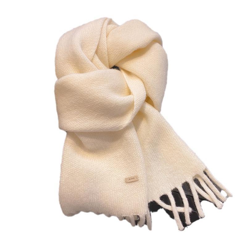 Pure Wool Scarf Women's Winter High End Tassel Warm Short Small Scarf