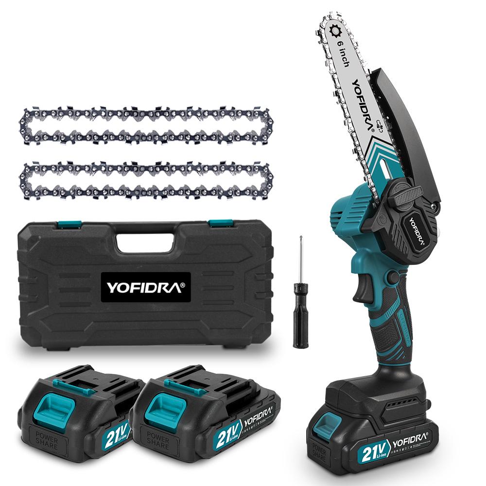 Yofidra 6-дюймовая цепная пила аккумуляторная электрическая пила деревообработка сад резка обрезка цепная пила электроинструмент для аккумулятора Makita 21V штифт