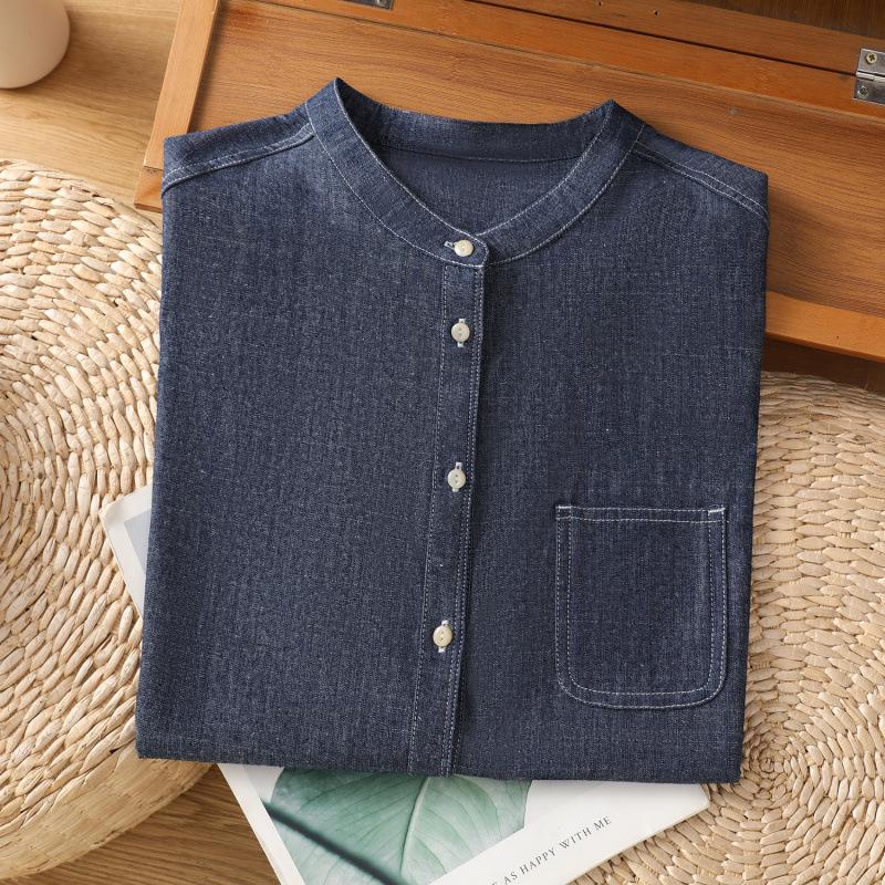 Женская ретро синяя джинсовая летняя рубашка без рукавов 2025