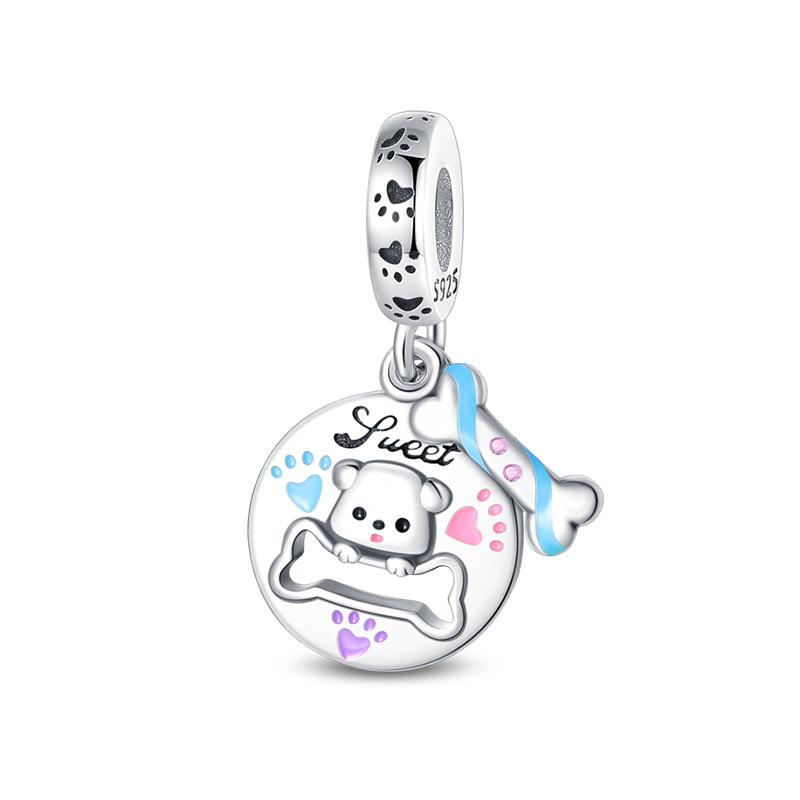 925 Серебряный цвет Кот Медведь Слон Кролик Милые розовые животные Подвески Бусины Подходит 925 Оригинальные Браслеты Изящные DIY Ювелирные Изделия Подарки