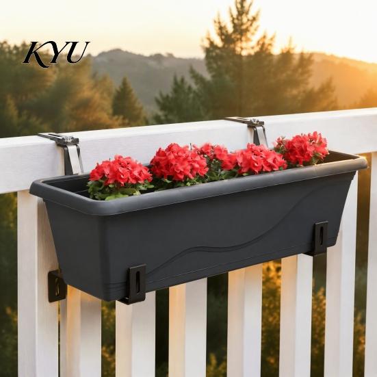 Heavy Duty Metal Planter Support 4Pcs Adjustable Box Brackets, Stainless Steel Flower Hangers, Balcony Brackets No Drill Plant Supports for