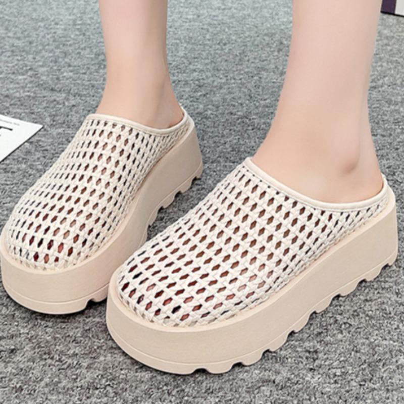 Summer New Waterproof Table Slippers Women's Round Head Preparation Deep Mouth Anti-slip Wear-resistant High Heels