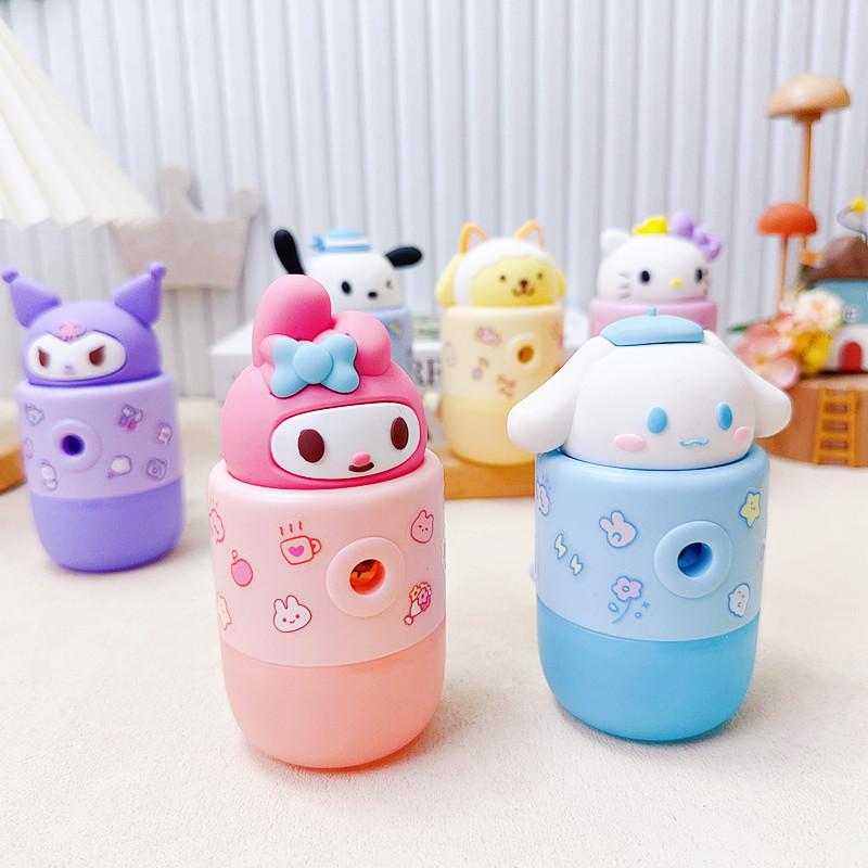 Sanrio Kuromi Melody Ручная точилка для карандашей Hello Kitty Cinnamoroll Pochacco Сердце Милая Детская точилка для карандашей Подарки для студентов