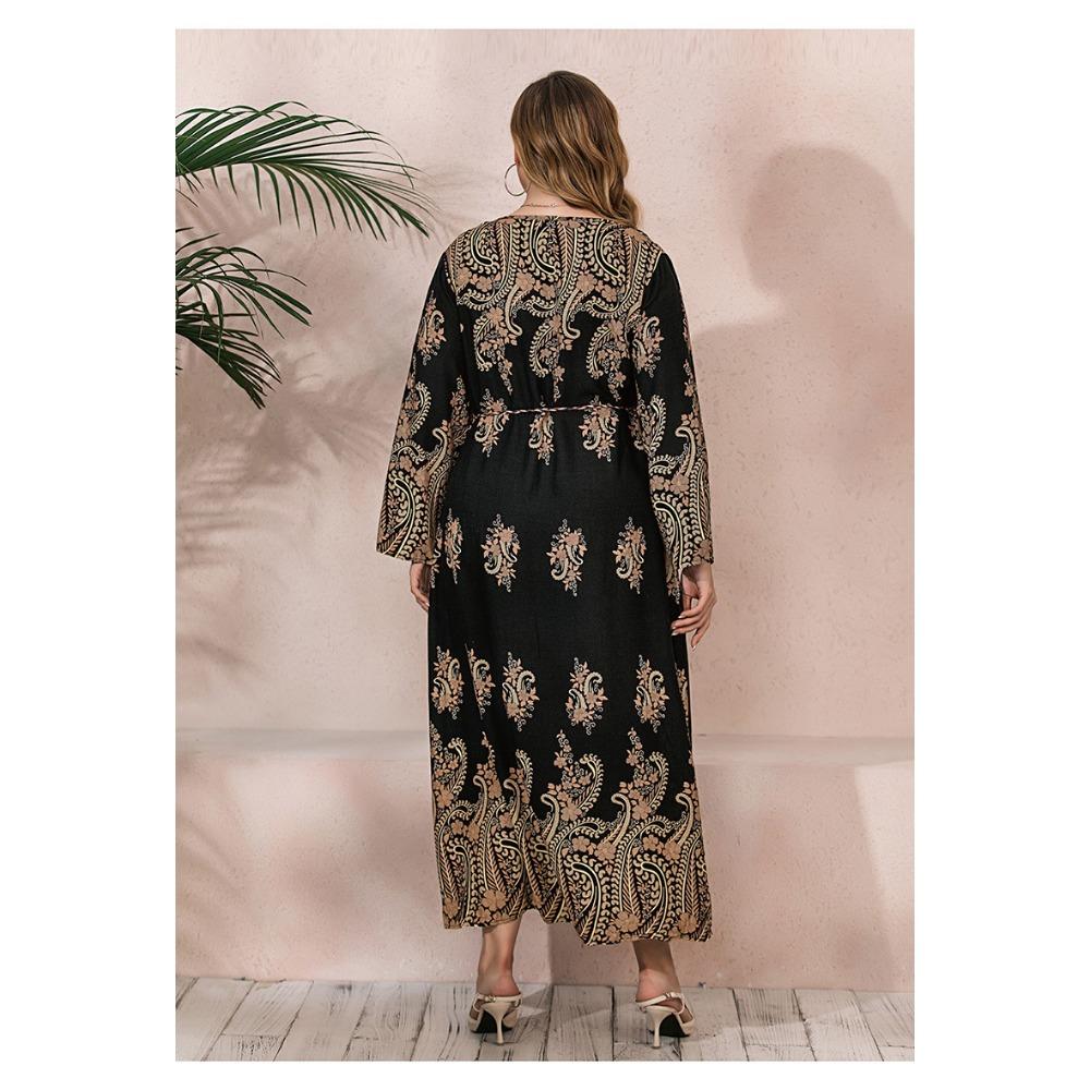 Большие размеры XL-5XL Женские платья Весенние и осенние платья Длинные платья Свободные узкие длинные платья для мам