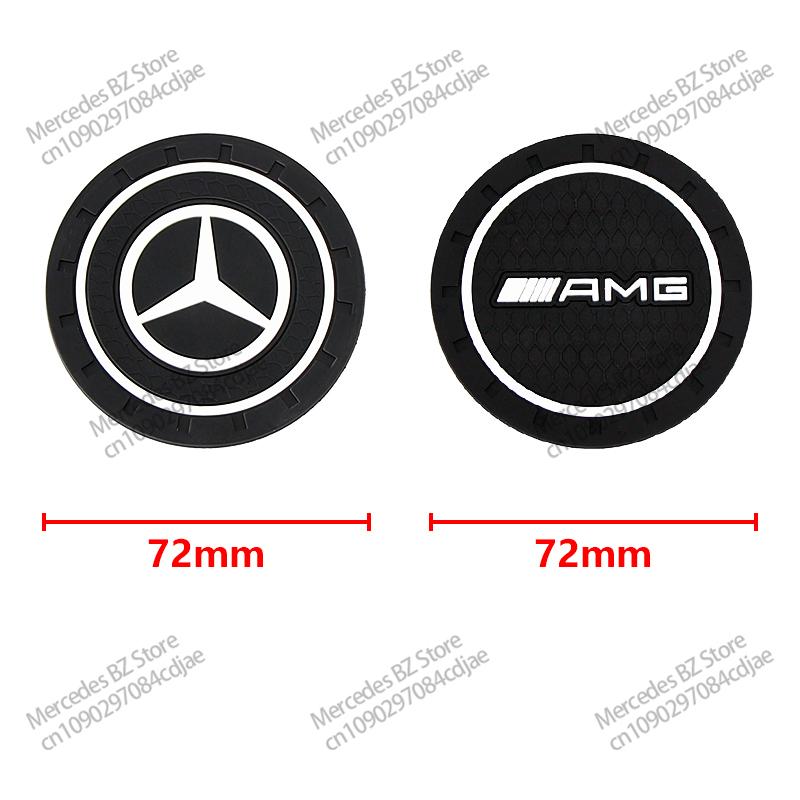 Car Interior Leather Coaster Anti-noise Water Cup Pad For Mercedes Benz AMG GLE GLS CLA CLE GLC CLS GLA W203 W206 W220 W205 PQRST1