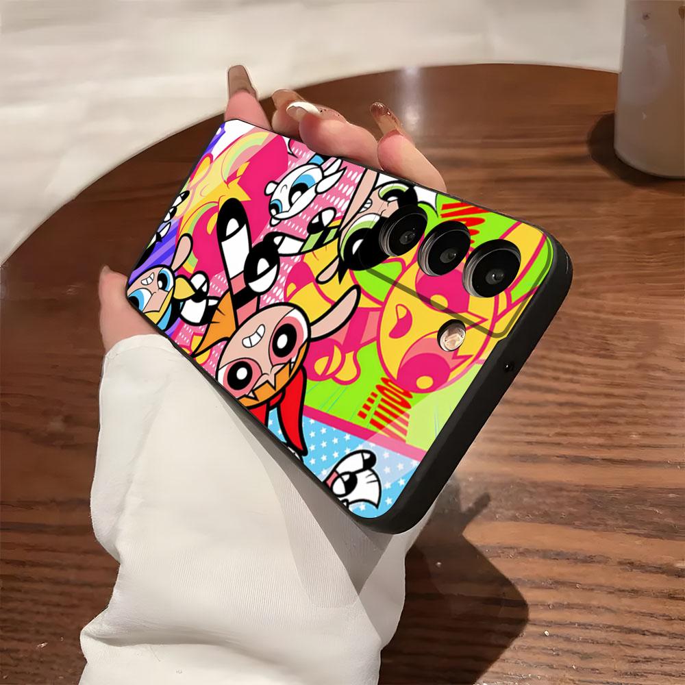 Чехол для телефона P-Powerpuffs G-Girls для Samsung S26 S25 S24 FE S23 S22 S21 Plus S20 Ultra Note20Ultra Черный Мягкий
