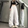 Y2K Брюки-Карго Женские Уличные Широкие Спортивные Штаны Harajuku Большие Карманы Бегуны Bf Мешковатые Спортивные Брюки с Высокой Талией