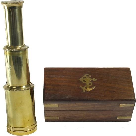 Латунный пиратский телескоп - ручной - морская подарочная коробка