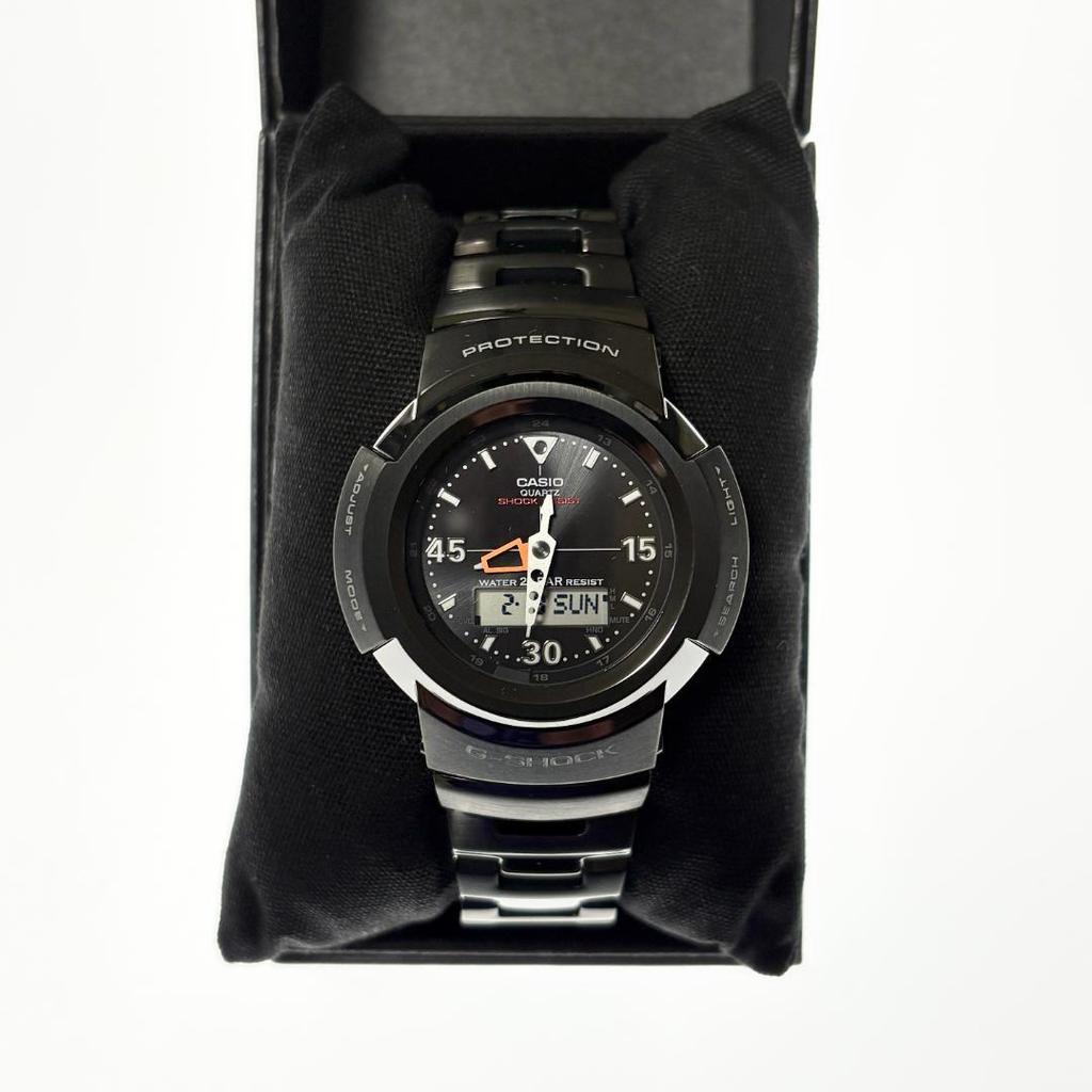 Мужские часы Casio G-Shock AWM-500-1AJF Full Metal с черным ионным покрытием, Tough Solar Multi Band 6, Аналого-цифровые, Японская внутренняя модель, JDM