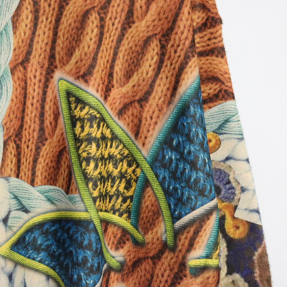 Dimanaf 2024 Новые свитера Пуловеры O-образный вырез Женские свитера Цветочный вязаный узор Печать Свободный свитер