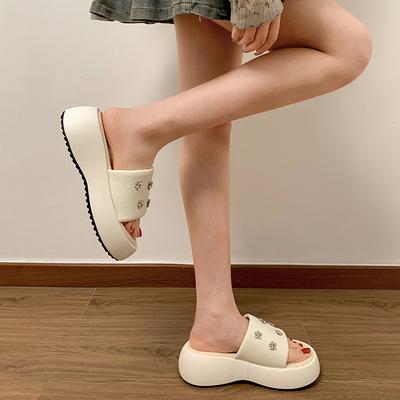 Модная женская обувь на плоской подошве, резиновые тапочки, сланцы, женские бежевые босоножки на каблуке, шлепанцы на платформе 2025, черная обувь, резиновые тапочки на платформе B