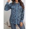 Women's Long Sleeve Jacket with Leopard Print Buttons Fashionable Autumn Winter Jacket In Plus Sizes