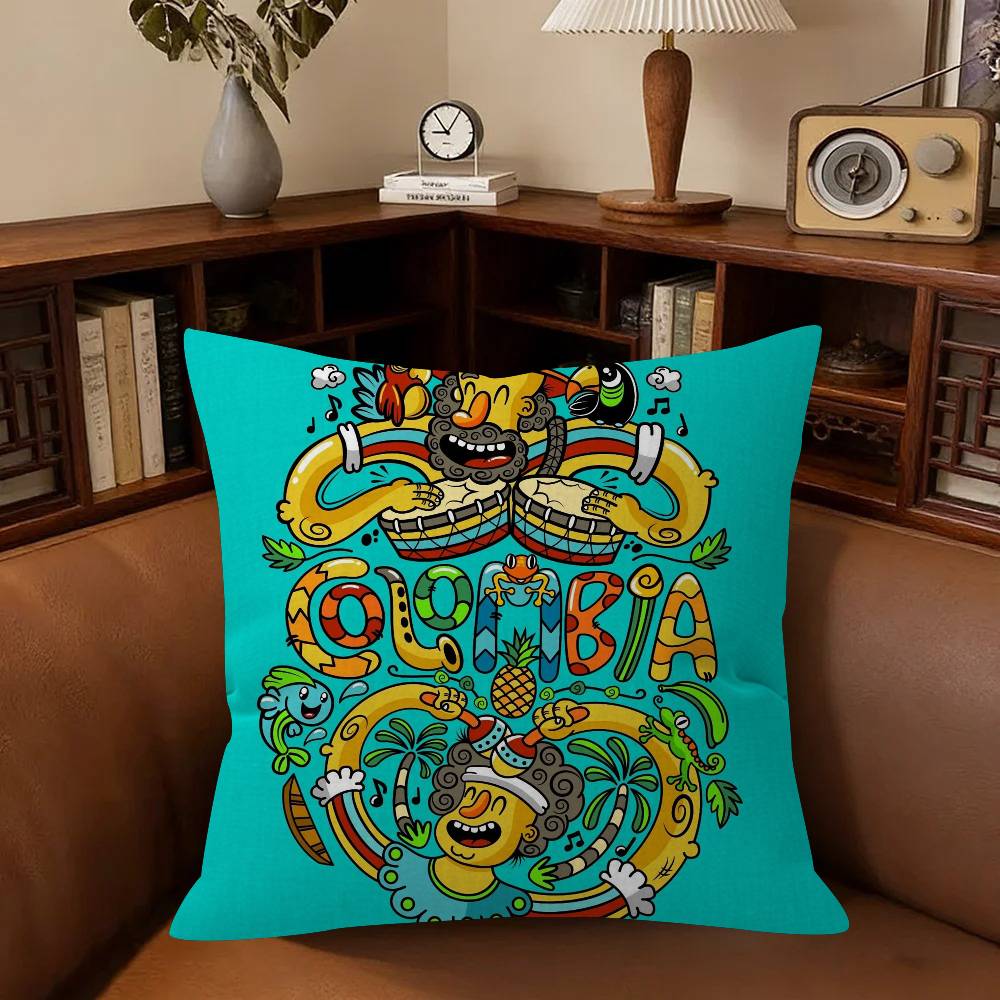 Vintage Landscape Colombia Pillowcase Toon Gift Cushion Cover Bedroom Home Sofa Chair Seat Decor Pillow Case