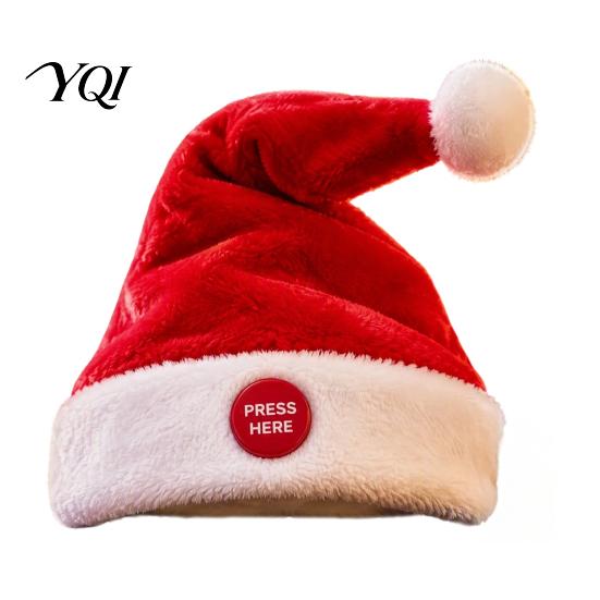 Decorative Christmas Party Favor Singing And Dancing Santa Hat, Animated Musical Hat Soft Plush Costume with Press-to-Activate Motion, Holiday
