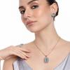 Square Designer Pendant with Rose Gold Plated CZ and Mint Blue Crystals for Women