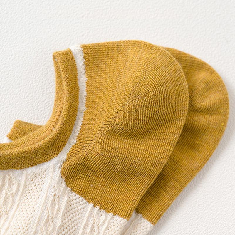 Женские хлопковые носки ярких цветов в стиле ретро, повседневные милые короткие невидимые носки из дышащей сетки, летние