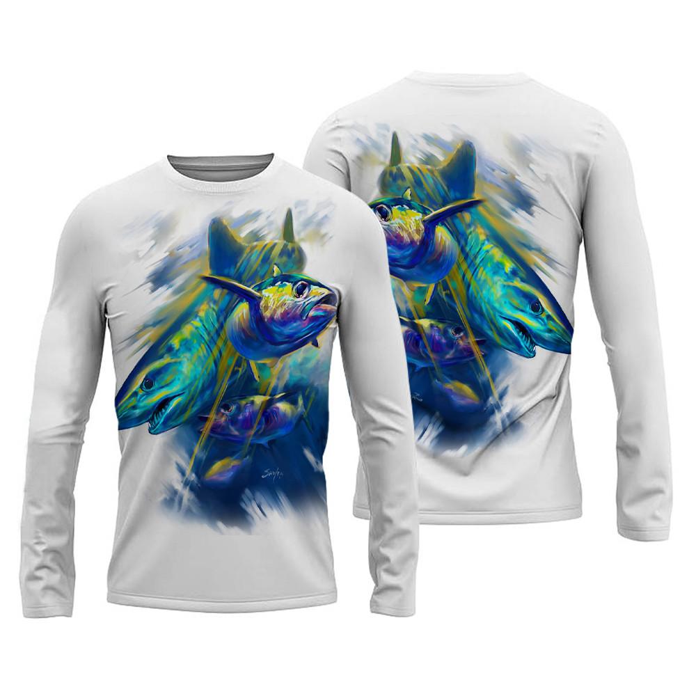 Мужские рубашки для рыбалки, 3D одежда для рыбалки, дышащая футболка с длинным рукавом, летние спортивные рубашки для спорта на открытом воздухе с круглым вырезом, рыбацкие рубашки