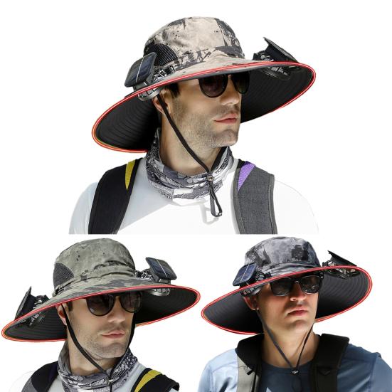 Шляпа с солнечным вентилятором и широкими полями, защита от ультрафиолета, охлаждающий вентилятор, рыбацкая шляпа, USB аккумуляторная, складная, для мужчин и женщин, рыбак, походная шляпа от солнца