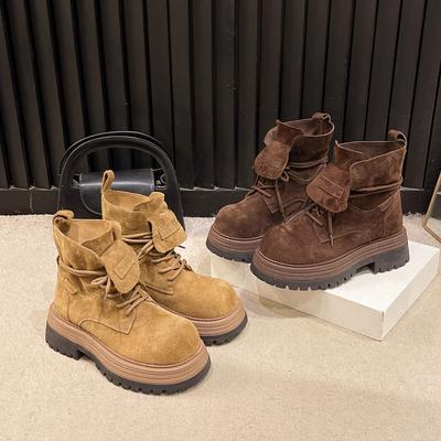 Женские ботинки Мартин 2025 новая осень дышащие два способа носки ботинки цвета ревеня британский стиль универсальные флип платформа короткие ботинки женские