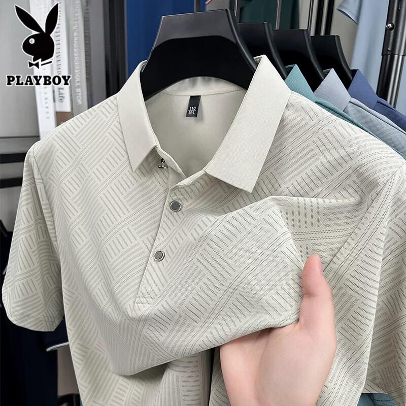 PLAYBOY Мужская футболка-поло с коротким рукавом из ледяного шелка