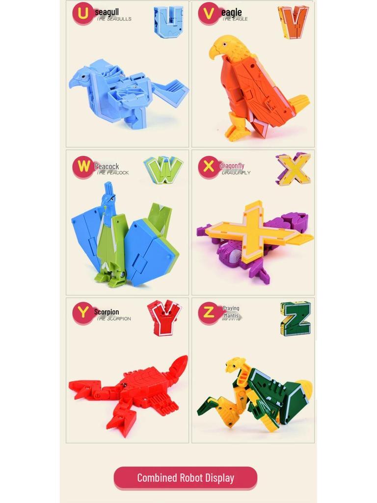 GUDI Newle 2926 Трансформирующийся Алфавитный Робот-Динозавр - Совместим с Кирпичиками Лего для Обучающей Сборки (мальчиков)