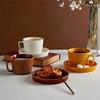Solid Color Nordic Style Coffee Cup Dish Two Piece Set Striped Ceramic Cup Water Cup Flower Tea Cup Milk Cup