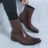 Fashion Brand Chelsea Men's Boots Men Comfortable Side Zipper High Top Boot Outdoor Classic Fashion British Style Pointed Knight Boots