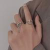 Кольцо-цепочка с двойной звездой и крестом для женщин, простое ретро-кольцо из тайского серебра с открытым указательным пальцем, крутой индивидуальный дизайн