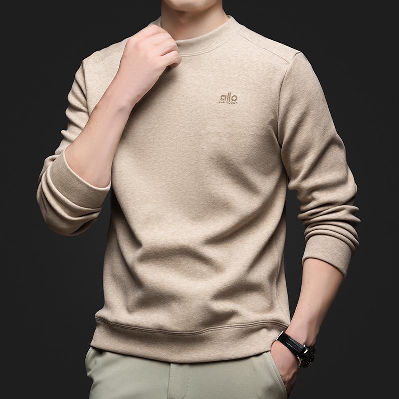 Мужская модная худи с круглым вырезом и длинным рукавом, 2025 Зима - Трендовая, универсальная, однотонная, повседневная одежда