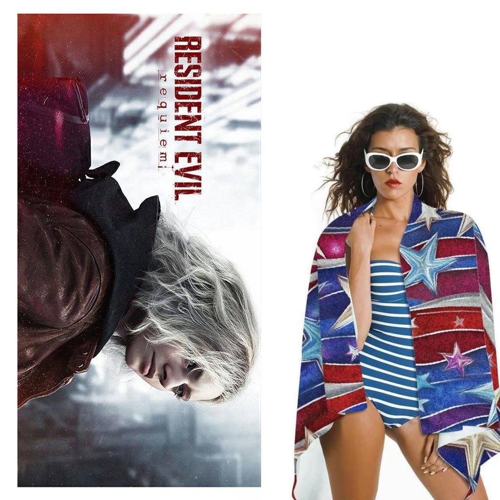 1 шт. R-Resident Evil Леон Кеннеди Пляжное полотенце Микрофибра Быстросохнущее Мягкое Нежное для кожи Полотенце для спортзала Спортивное Полотенце Модные пляжные аксессуары