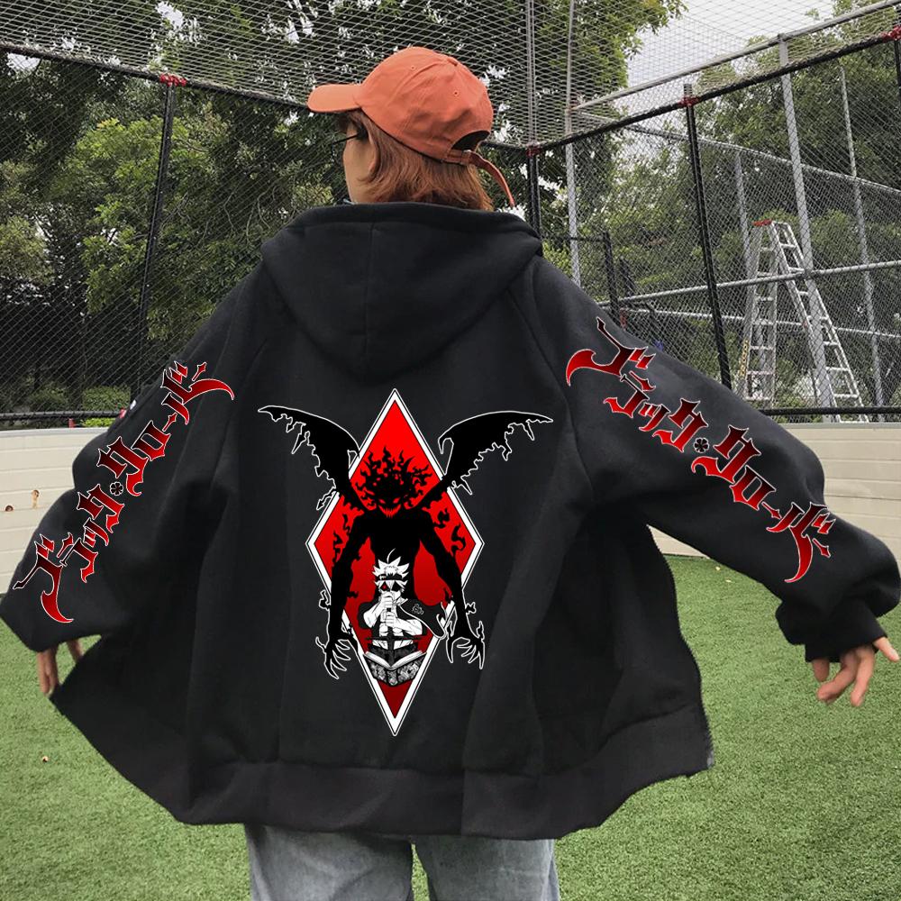 Anime Black Clover Asta Autumn Zipper Hoodies Coat Japanese Long Sleeve Gift Unisex Fashion Street Style Cartoon Hooded