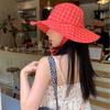 Small Lattice Drawstring Sun Hat Sun Protection Bucket Hat Fashion Hiking Fisherman Hat Male