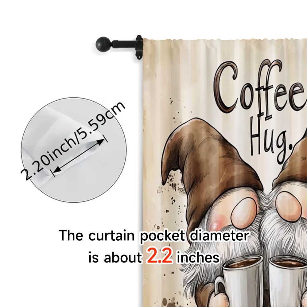 2pcs, Light Filtering Curtains Coffee Gnome Versatile Durable Polyester (without rod) Gifts Perfect for Living Room, Bedroom,