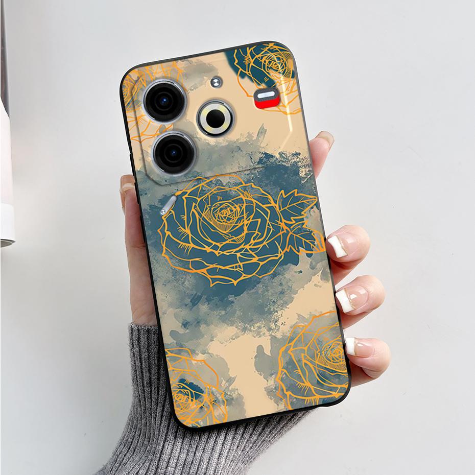 6,78" Для Tecno Pova 6 Neo Чехол Pova6 Neo Задняя крышка Стильный узор Черный силикон Мягкие чехлы для телефона Для Tecno Pova 6 Neo Fundas
