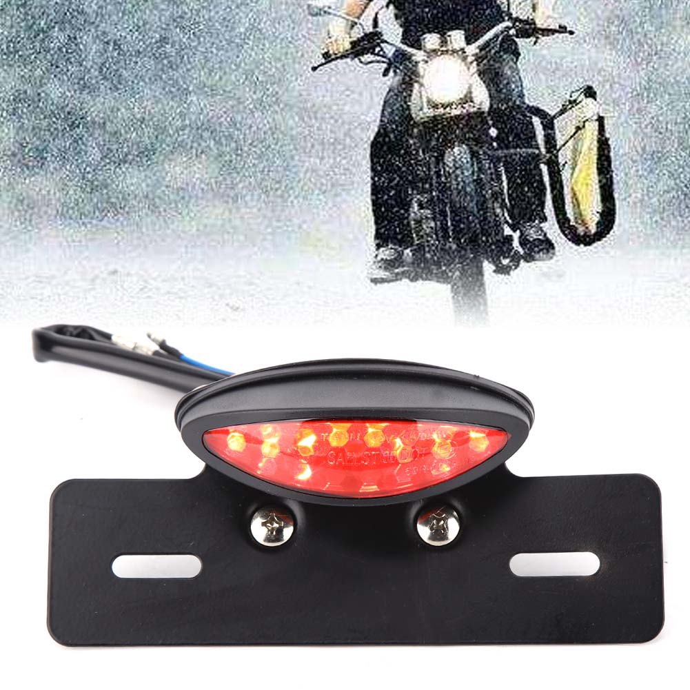 Motorcycle Taillight Retro LED Brake License Plate Light Indicator Lights(black)