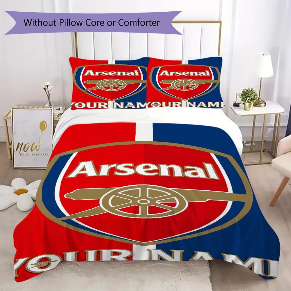 Custom Name Arsenal Pattern Bedding uilt Set uilt Cover Pillowcase Home Decoration Birthday Gift (1*duvet cover+2*pillowcase without core)