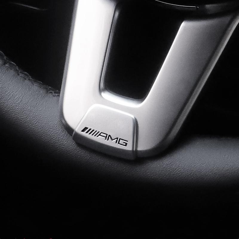 IPOAB1 Car Steering Wheel Metal AMG Logo Sticker 3D Decoration For Mercedes Benz AMG W223 W213 W206 W464 W247 W167 W166 W222 W205 W204