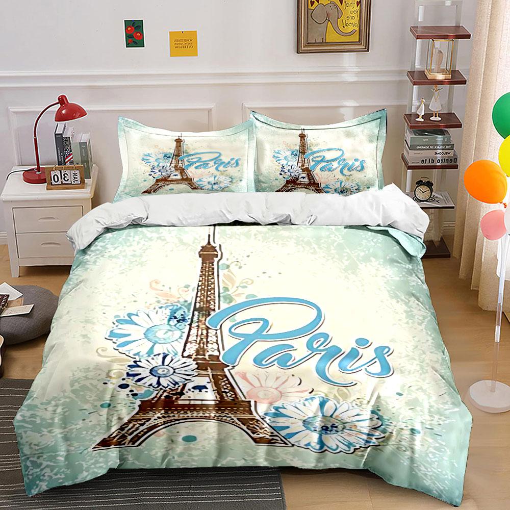 Eiffel Tower Paris Bedding Set Bedding Duvet Cover Set Duvet Cover Pillowcases (1 * Duvet Cover 2 * Pillowcases, without duvet insert)