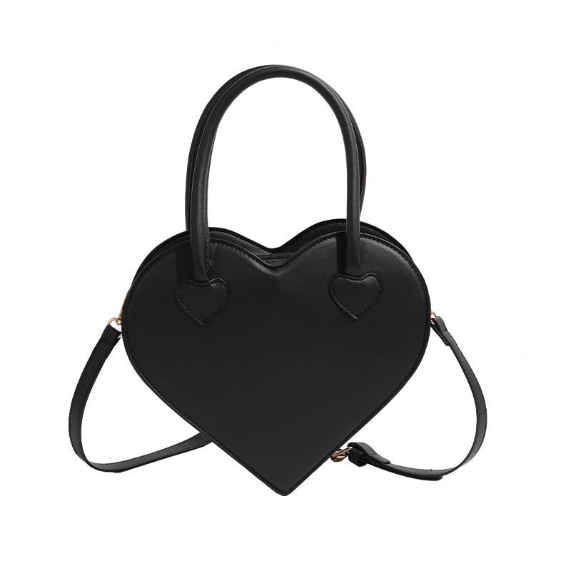 JIAERDI Harajuku Vintage Sweetheart Purse Women Black Leather Shoulder Bag Ladies Japanese Style Cute Handbag Y2K Crossbody Bag