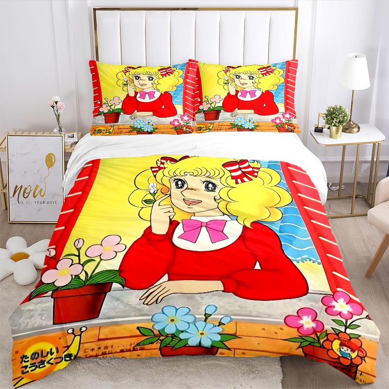 Flower Girl'S Garden Adventure Print 3Pcs Bedding Setduvet Cover With 2 Bedropillowcase Home Birthday Gift
