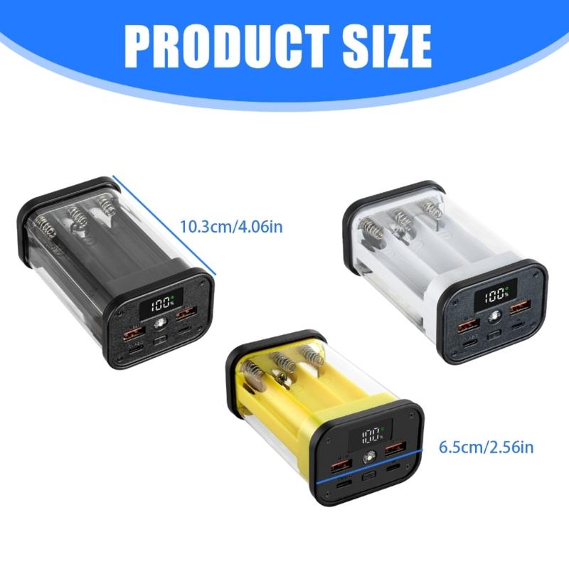 Прозрачный корпус PowerBank из ABS для 6 аккумуляторов 18650, 22,5 Вт, для DIY-проектов и портативного решения для зарядки