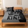 Fitted Sheet Gray and Black King Pattern Soft and Comfortable Bedding and Bed Cover Set for Bedroom Dormitory Decoration